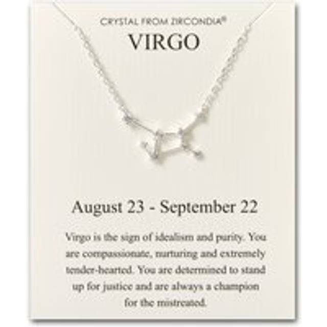 Virgo Star Sign Zodiac Constellation Necklace and Quote Card with Zircondia® Crystals