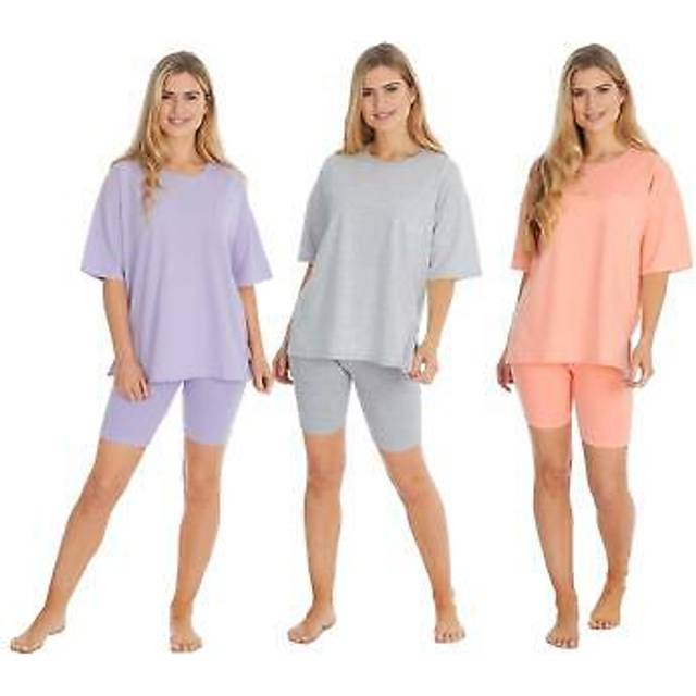 Womens pyjama set oversize t shirt & shorts pj lounge sets pyjamas