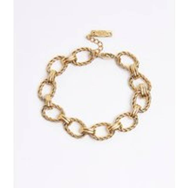 Mens River Island Gold Steel Link Bracelet - One Size