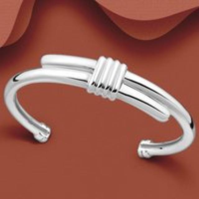John Greed Portrait Identity Silver Tied Together Cuff Bangle For Women - silver