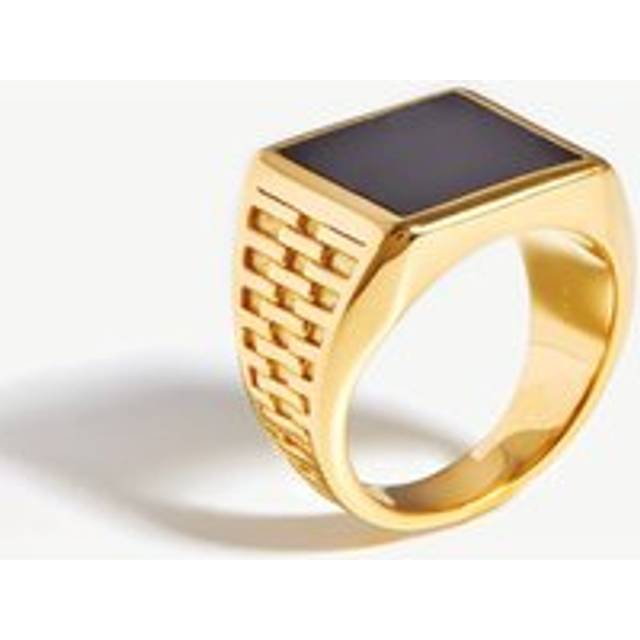 Fused Woven Gemstone Square Signet Ring | 18ct Gold Vermeil/Black Onyx