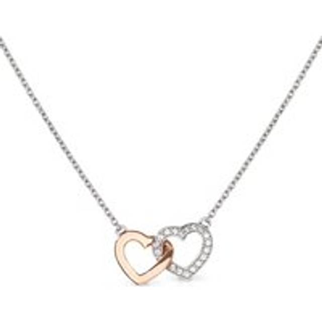 John Greed Signature Silver & Rose Gold Plated Entwined Hearts Necklace For Women - gold/pink/silver