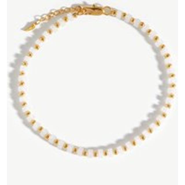 Beaded Anklet | 18ct Gold Plated/White