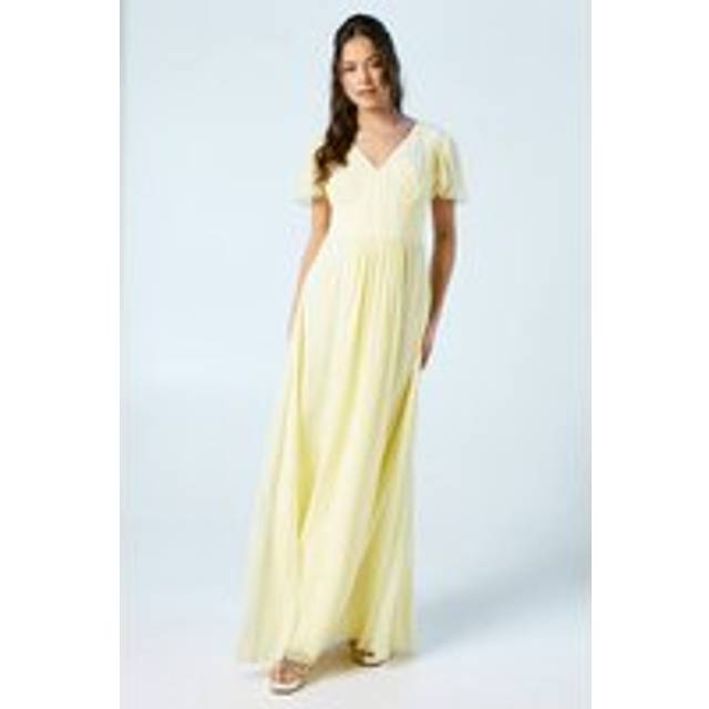 Coast Womens Bridesmaids Maxi Dress Lemon Angel Sleeve V-neck Elegant Gown
