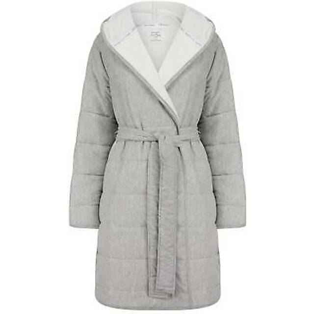 Women's quilted dressing gown tokyo laundry soft fleece belt tie robe with hood