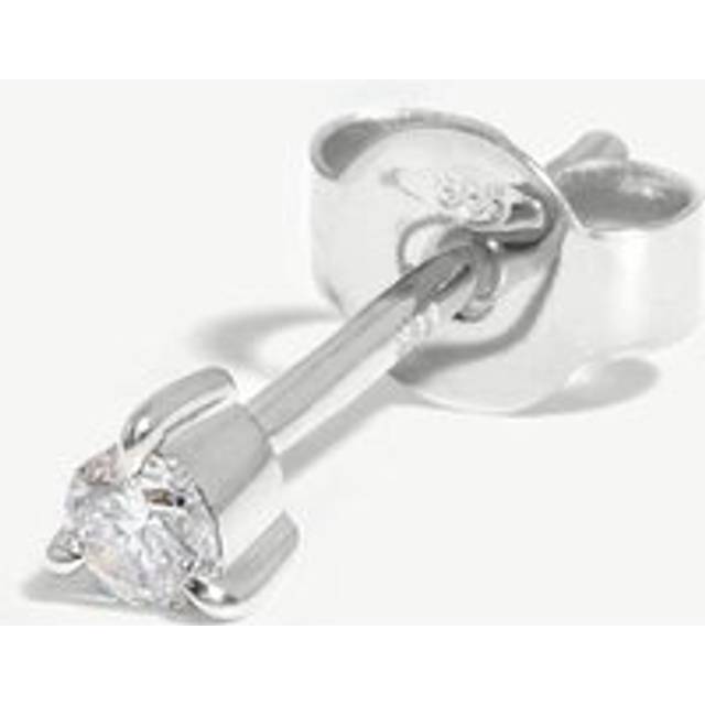 Fine Small Single Solitaire Diamond Stud Earring | 14ct White Gold/Diamond