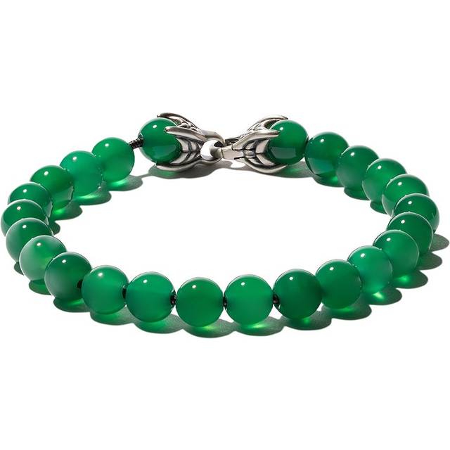 David Yurman - sterling silver Spiritual Beads bracelet (8mm) - men - Silver/Onyx - M - Green
