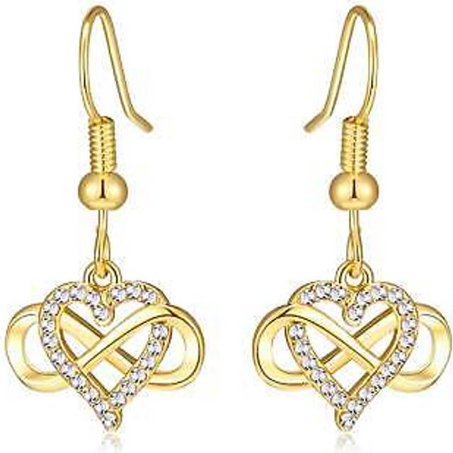 Gold Plated Infinity Heart Drop Earrings Created with Zircondia® Crystals