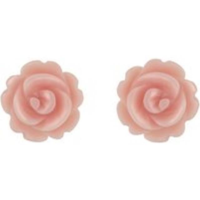 Sterling Silver Pink Conch Tuberose 8mm Rose Stud Earrings