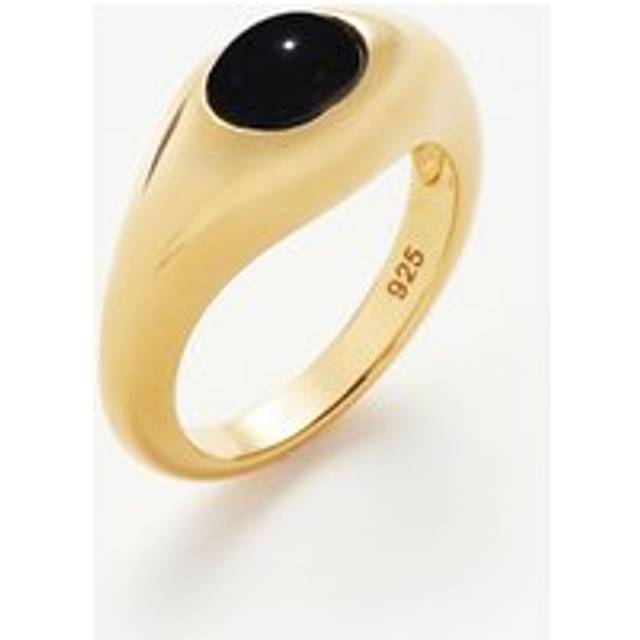 Savi Sculptural Gemstone Stacking Ring | 18ct Gold Vermeil/Black Onyx