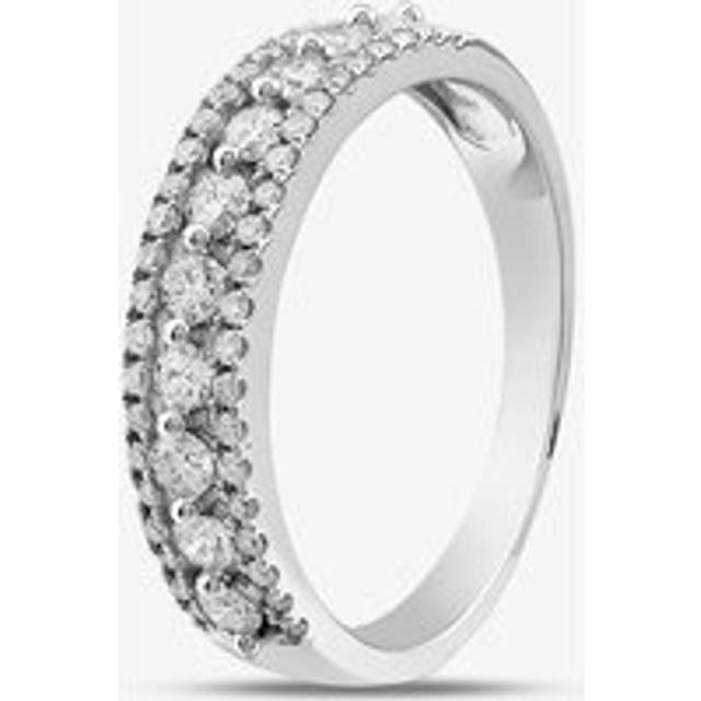 9ct White Gold Diamond Three Row Half Eternity Ring PR10669 L - Silver