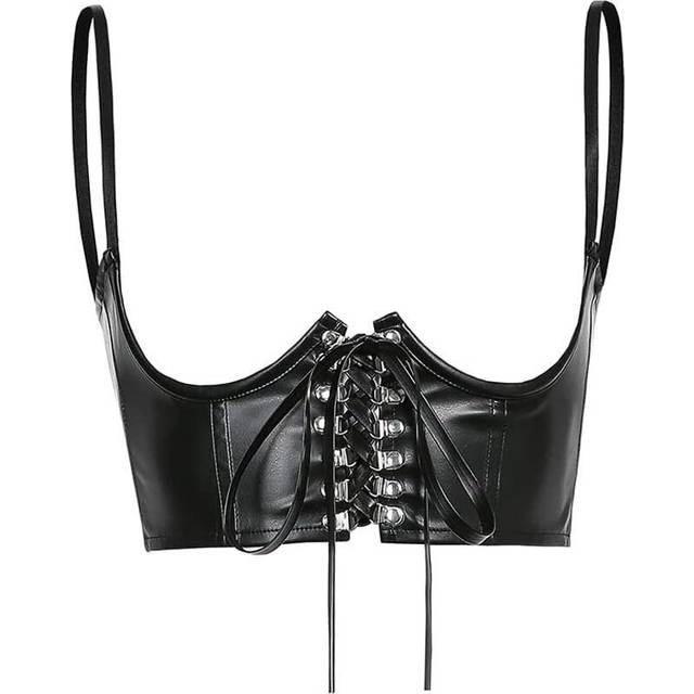 Women push up pu underbust corset with straps