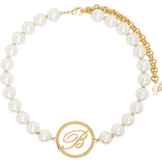 Blumarine White & Gold Faux-Pearl Choker - A1078 IVORY/GOLD - UNI