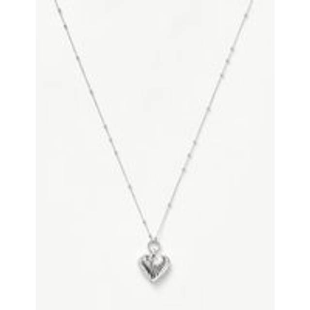 Ridge Heart Charm Pendant Necklace | Silver Plated