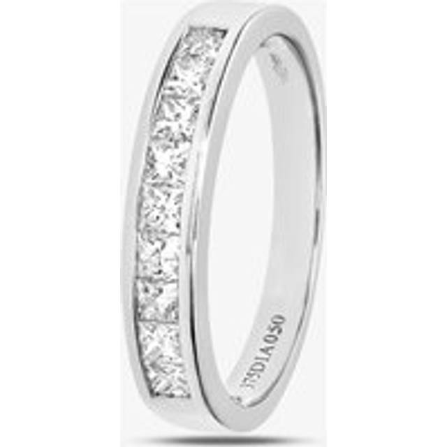 9ct White Gold 0.50ct Princess Cut Diamond Half Eternity Ring PR05550 9KW L - Silver