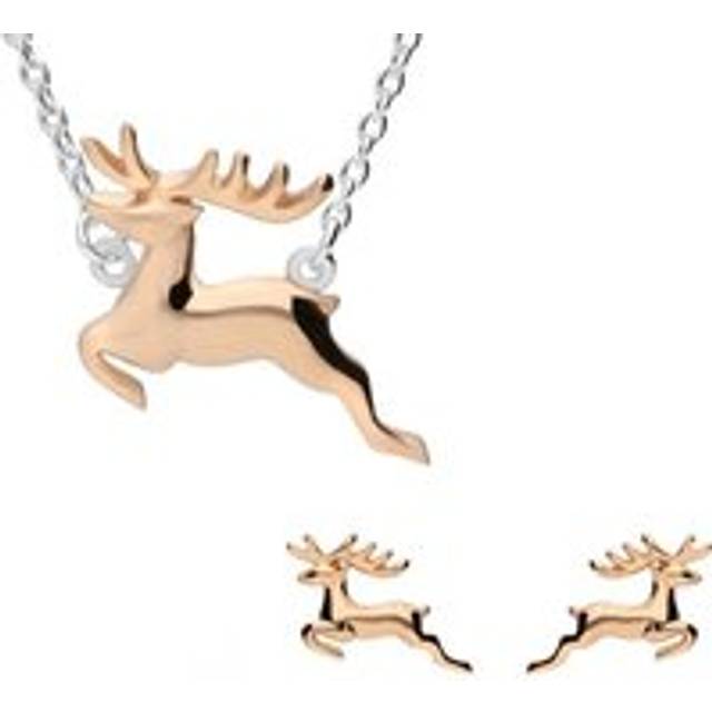 Rose Gold Plated Sterling Silver Reindeer Two Piece Set