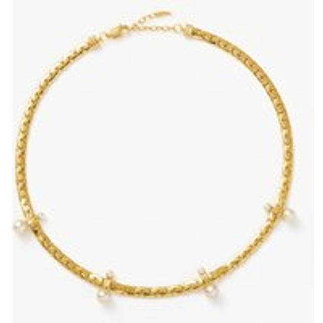 Floating Pearl Cobra Chain Choker | 18ct Gold Plated/Pearl