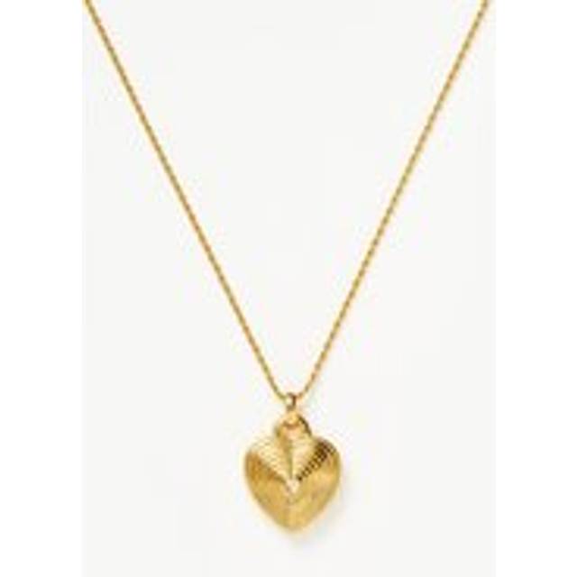 Engravable Heart Ridge Locket Pendant Necklace | 18ct Gold Vermeil/Rainbow Moonstone