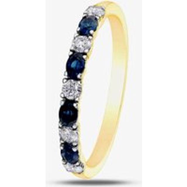 9ct Yellow Gold Sapphire & 0.2ct Diamond Half Eternity Ring 50L76-9 O - Blue