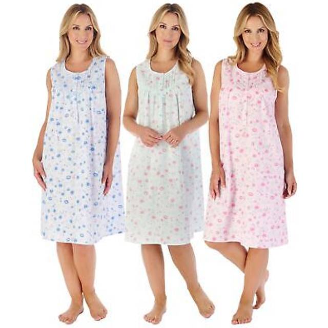 Slenderella sleeveless cotton nightie ladies floral woven nightdress nightwear