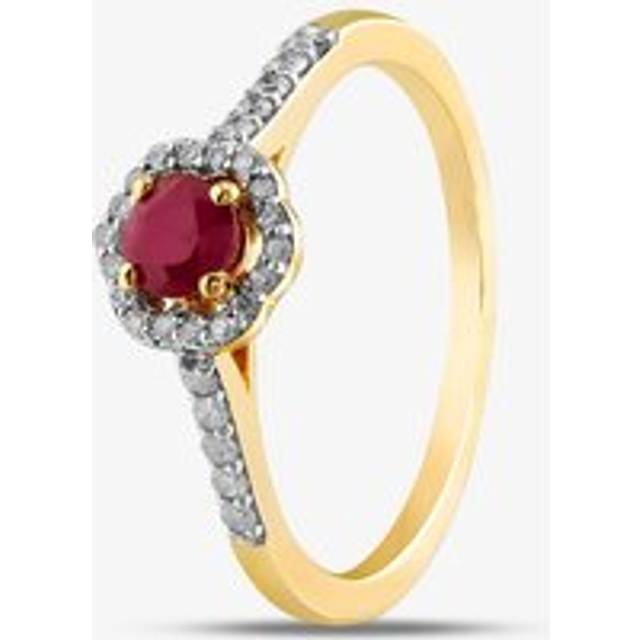 9ct Yellow Gold Ruby & Diamond Halo Ring OJR1701-R Q
