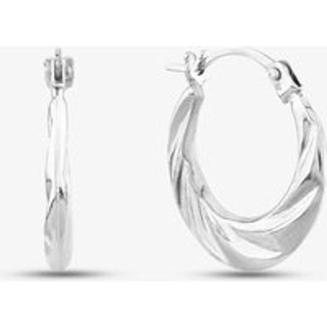 9ct White Gold Twist Creole Hoop Earrings 5.53.3799 - Silver