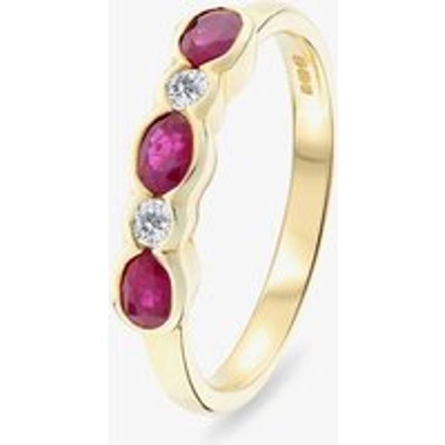 9ct Yellow Gold Ruby & Diamond Rubover Half Eternity Ring 8910/9Y/DQ10R M
