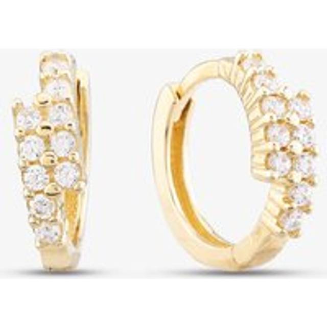 9ct Yellow Gold Cubic Zirconia Two Row Hoop Earrings E1630Y