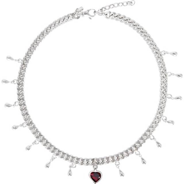 Drop of heart necklace moçambique granat silver