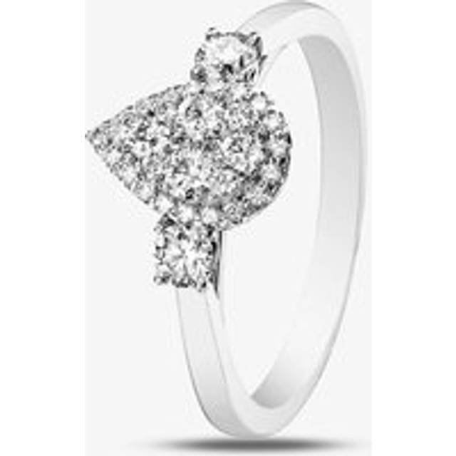 9ct White Gold Pear Shaped 0.5ct Diamond Shoulder Cluster Ring 31138YW/50-9 P - Clear