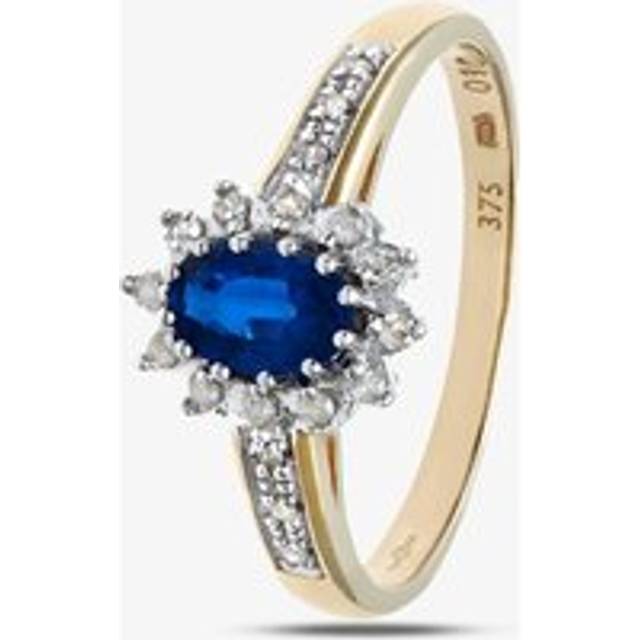 9Ct Yellow Gold Tanzanite 0.10 Diamond Cluster Ring PR04767T TANZ K