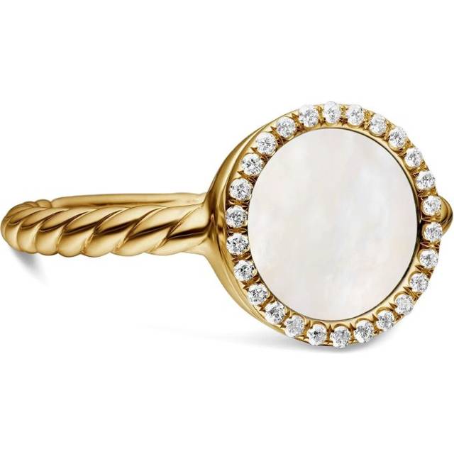 David Yurman - 18kt yellow gold Petite DY Elements mother-of-pearl and diamond ring (11.3mm) - women - Mother of Pearl/18kt Yellow Gold - 7