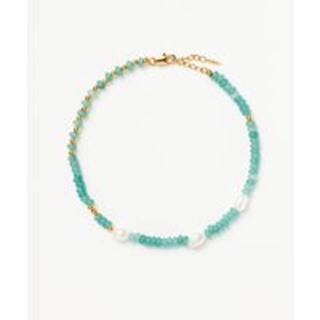 Good Vibes Satellite Pearl Beaded Anklet | 18ct Gold Plated/Pearl & Turquoise Quartzite