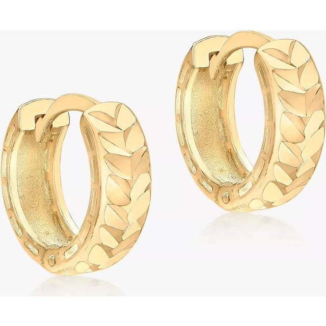 IBB 9ct Gold Diamond Cut Small Hoop Earrings, Gold