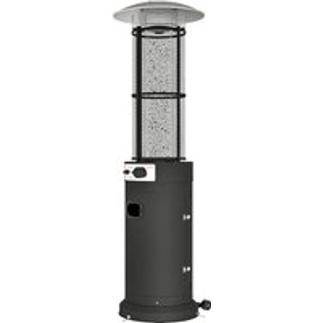 Outsunny 11 KW Freestanding Gas Patio Heater, Adjustable Outdoor Garden Propane Heater with Tip-Over Switch, Wheels, Pulse Ignition, Tank Room with Door, Black
