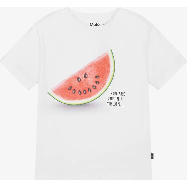 Molo White Cotton Watermelon T-Shirt - 4 year