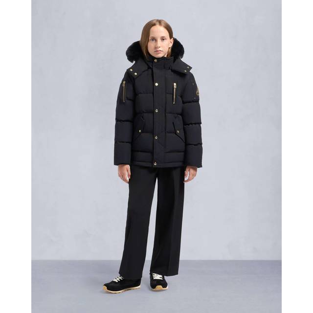 MANTEAU UNISEXE ORIGINAL3Q AVEC PEAU DE MOUTON POUR ENFANTS -Noir / Mouton noir-TP (TP)