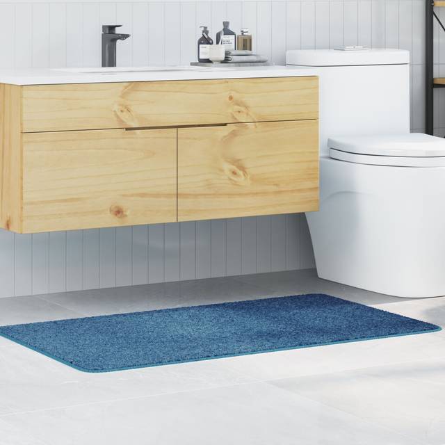 vidaXL Badrumsmatta Rektangulär Blå 70x120 cm Polypropylen Halkfri