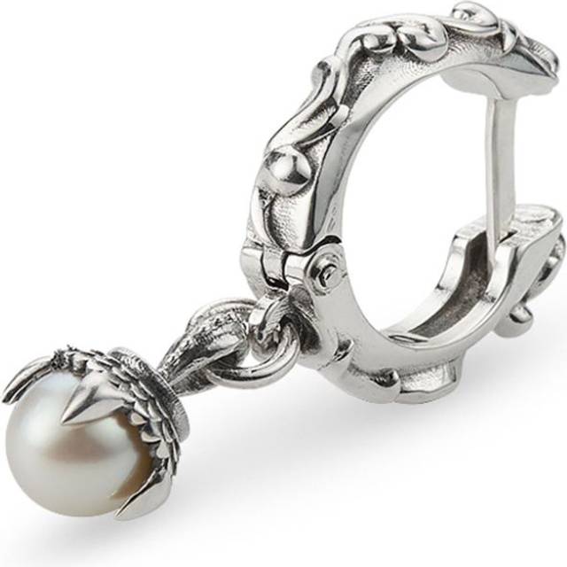 Emanuele Bicocchi - pearl-pendant silver hoop earring - unisex - Freshwater Pearl/Sterling Silver - One Size