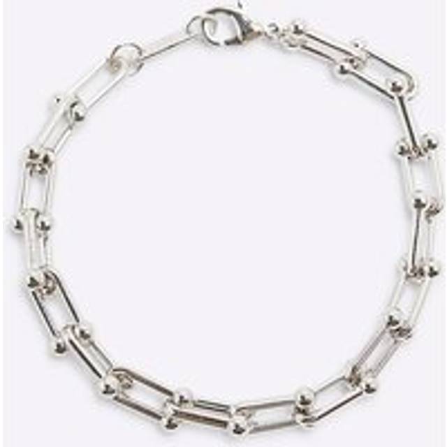 Mens River Island Silver Ball Link Chain Bracelet - One Size