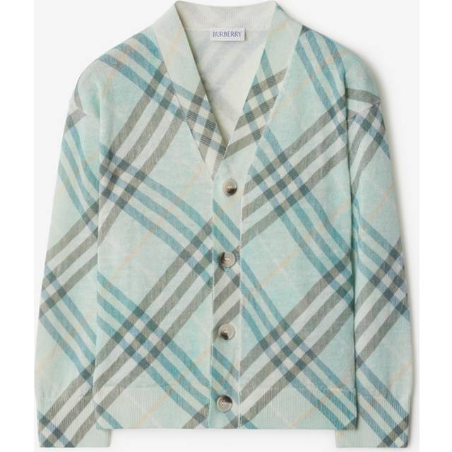 Burberry Green Check Linen Cardigan - 14 year