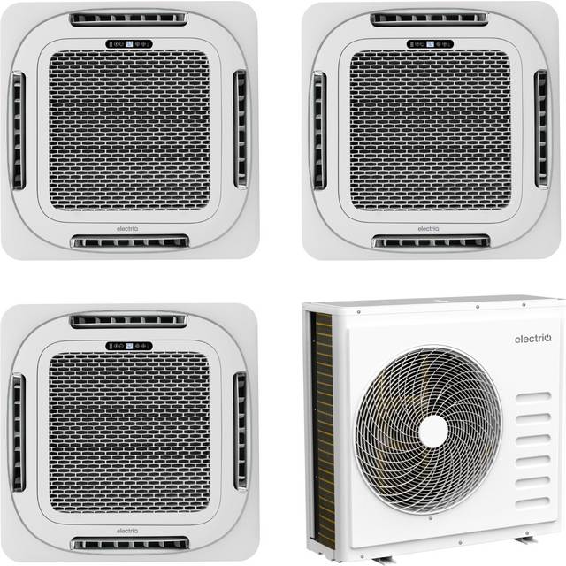 electriQ iQool Multi-Split 2 x 18000 BTU / 1 x 12000 BTU Smart Ceiling Cassette Air Conditioner with Heat Pump - 5m Pipe - White