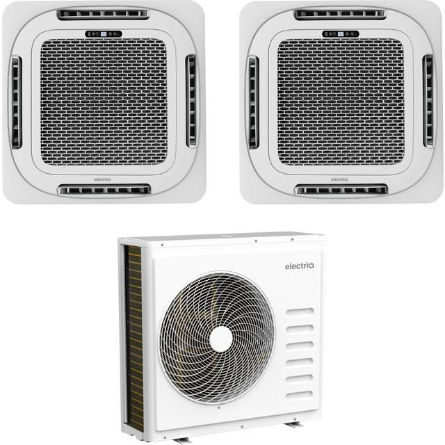 electriQ iQool Multi-Split 1 x 18000 BTU / 1 x 12000 BTU Smart Ceiling Cassette Air Conditioner with Heat Pump - 5m Pipe - White