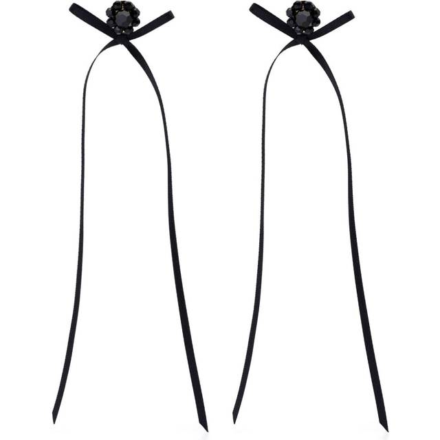 Simone Rocha - Bow Ribbon earrings - women - Gold Plated Brass/Crystal/Fabric - One Size - Black
