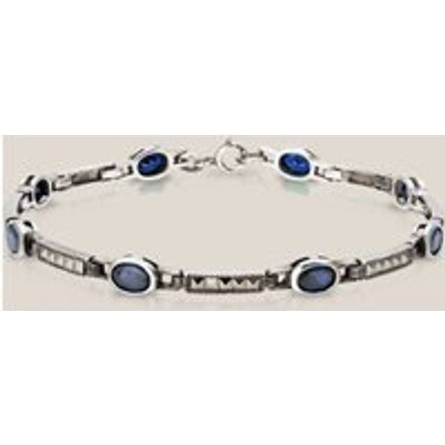 John Greed Signature Silver Marcasite & Sapphire CZ Oval Bracelet For Women - silver