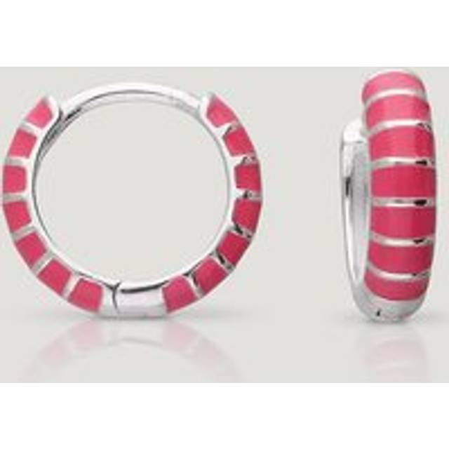 John Greed CANDY Cane Silver Pink Front & Back Hoop Earrings For Women - pink/silver