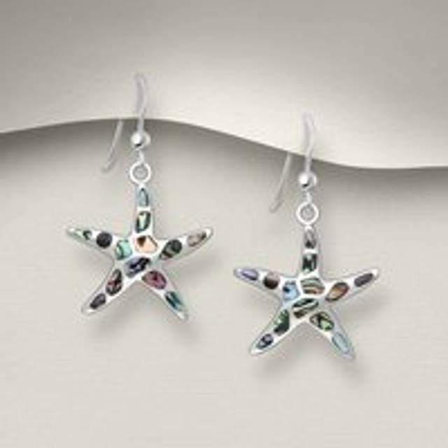 John Greed Tempest Cove Silver Abalone & Resin Starfish Drop Earrings For Women - blue/silver