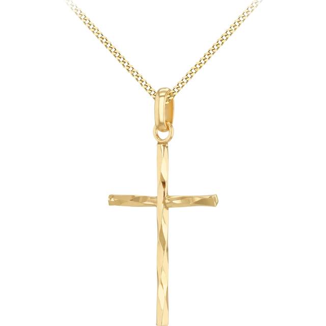 IBB 9ct Gold Cross Pendant Necklace, Gold
