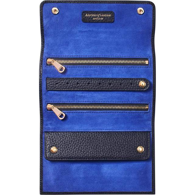Pebbled Leather Travel Jewellery Roll - Navy - Established by British entrepreneur Iain Burton in 2001, Aspinal of London is where the best of British craftsmanship meets luxurious leather materials. The label is dedicated to creating handmade, quality products that are designed to stand the test of time through generations, while its wide range of styles offers something for everyone, from clutches to camera bags, wallets to cardholders; elevating your daily edits has never been easier.