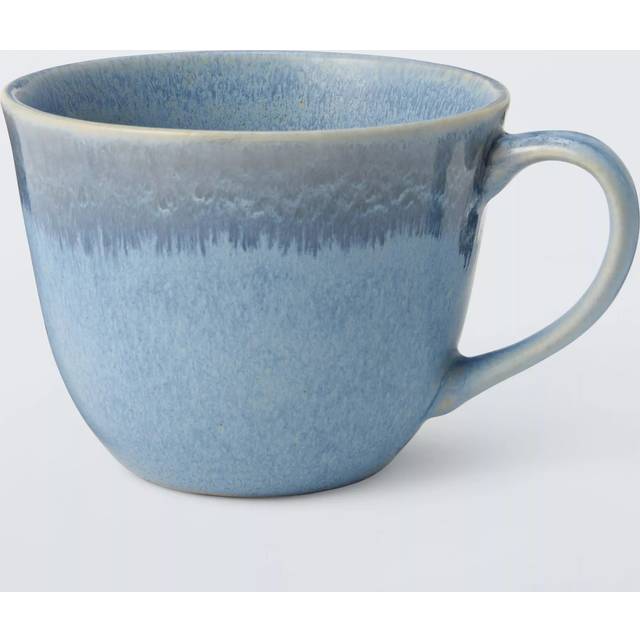 John Lewis Timeless Simplicity Reactive Glaze Stoneware Mug, 350ml, Blue
